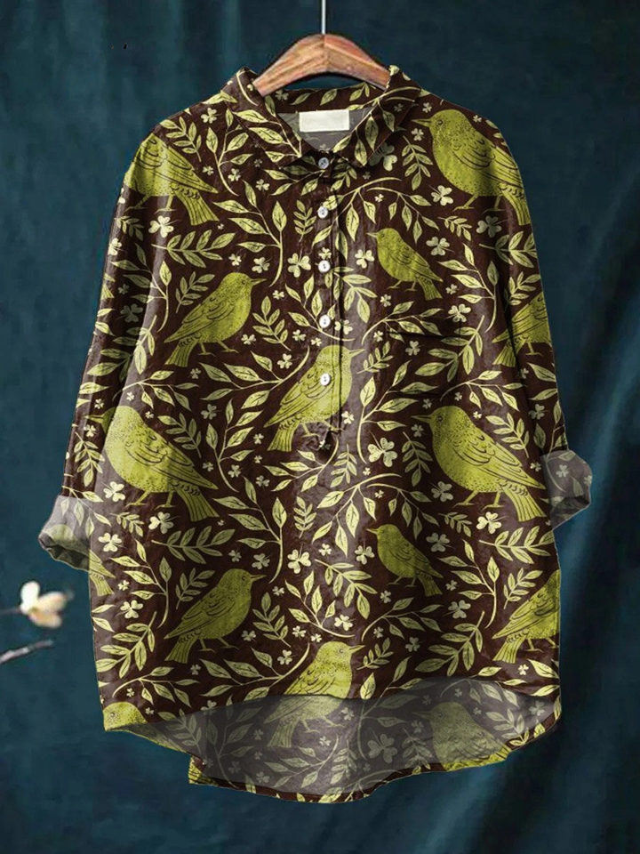 Sophie™ | Vintage Floral Birds Shirt
