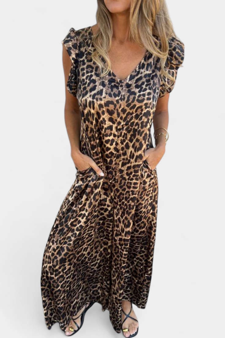 Amelia™ | Wide-Leg Leopard Print Jumpsuit