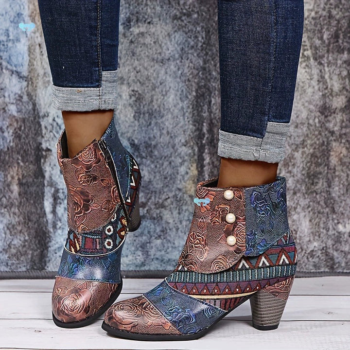Stella™ | Ankle Boots with Patchwork Print