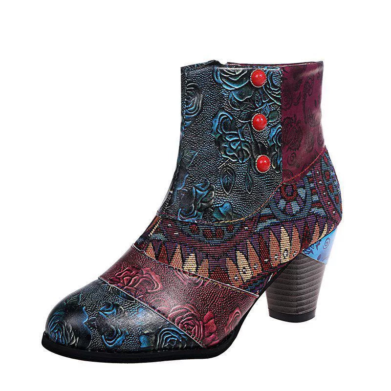 Stella™ | Ankle Boots with Patchwork Print
