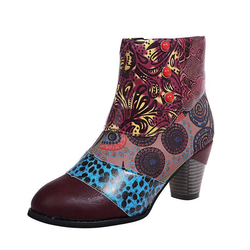Stella™ | Ankle Boots with Patchwork Print
