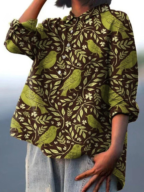 Sophie™ | Vintage Floral Birds Shirt