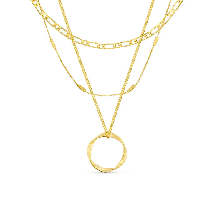 Collier à Cerceau Ouvert à Trois Rangées en Or