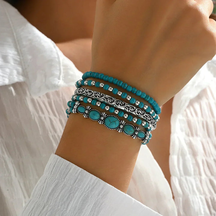 Ensemble de bracelets boho avec perles turquoises