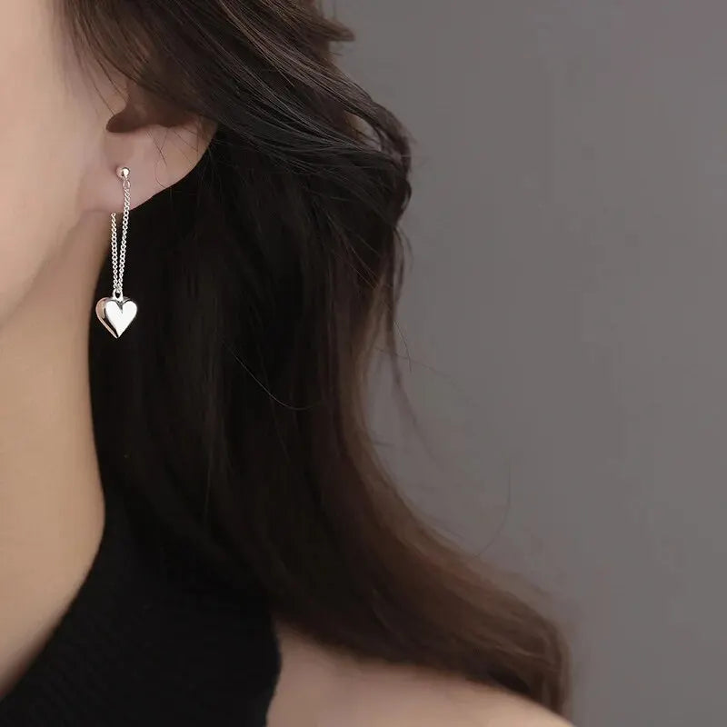 Boucles d'Oreilles Anciennes en Forme de Cœur Géométrique
