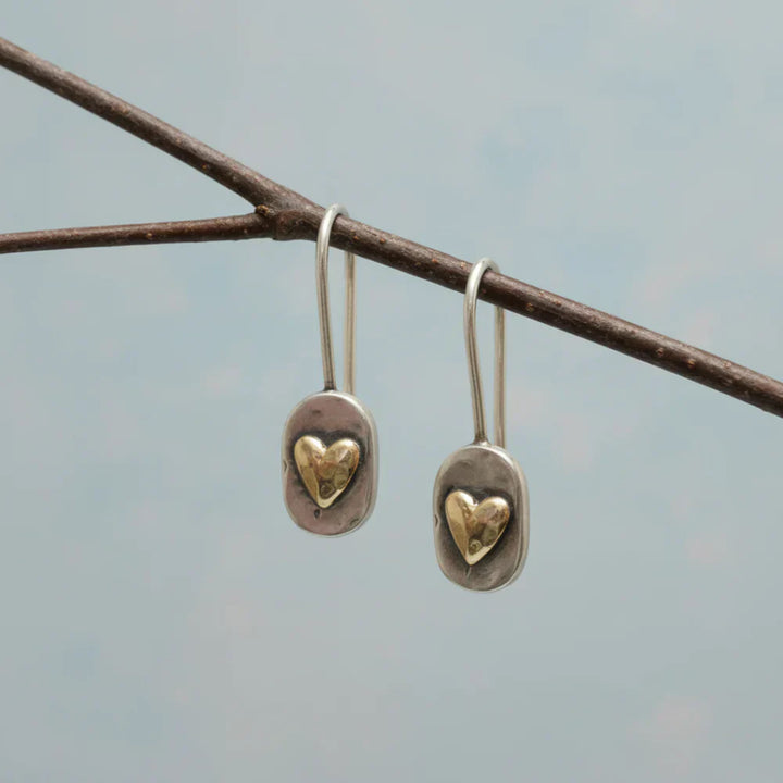 Elowen™ | Gold Inlaid Heart Earrings