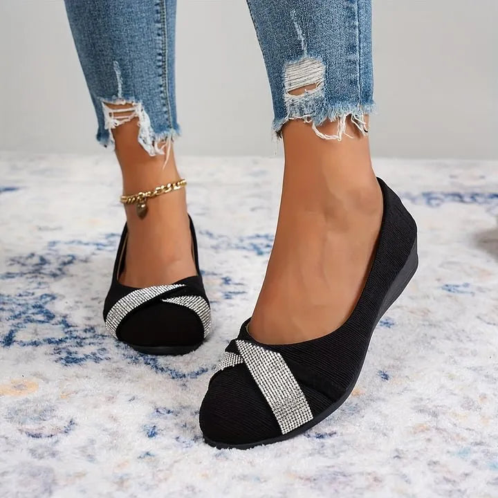 Luna™ | Orthopedic Rhinestone Flat Shoes