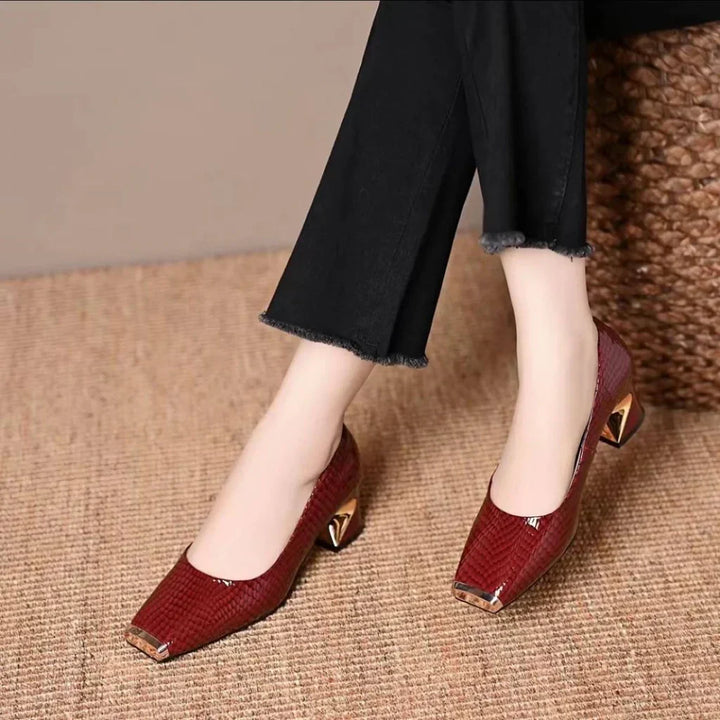 Olivia™ | Metallic Block Heel Pumps