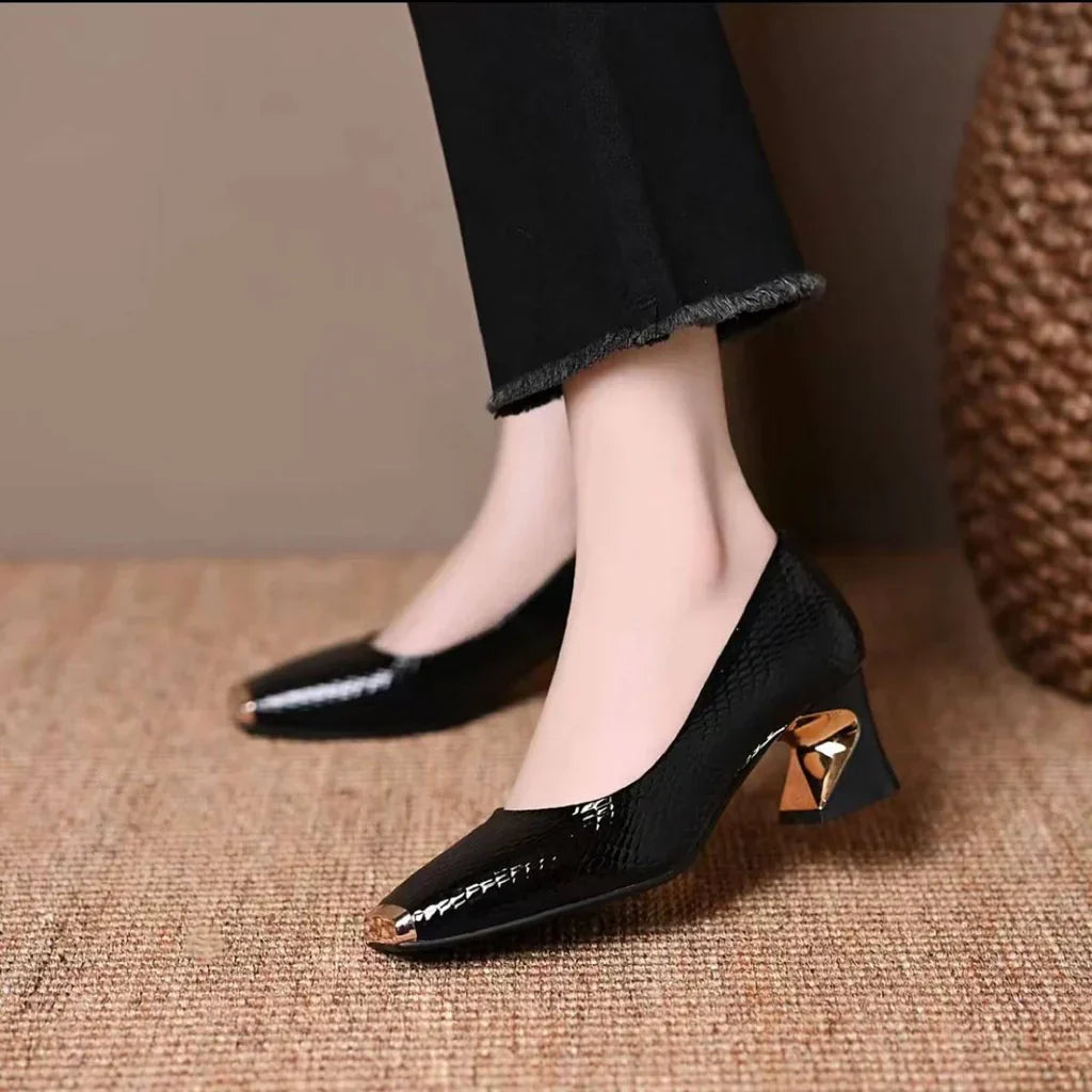 Olivia™ | Metallic Block Heel Pumps