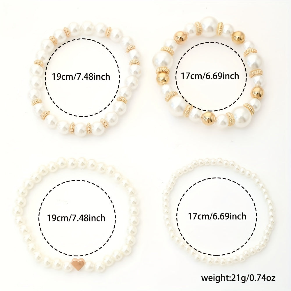 Ensemble de bracelets élégants en forme de cœur avec des perles