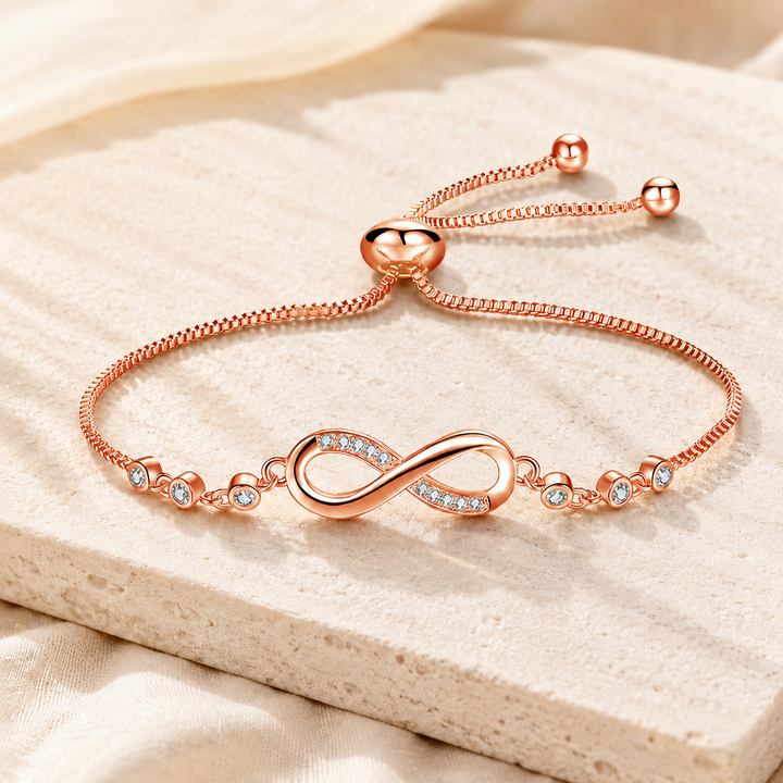 Bracelet ajustable chic en or rose en forme de l'infini
