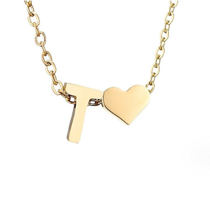 Collier Initial Intemporel avec Pendentif en Cœur
