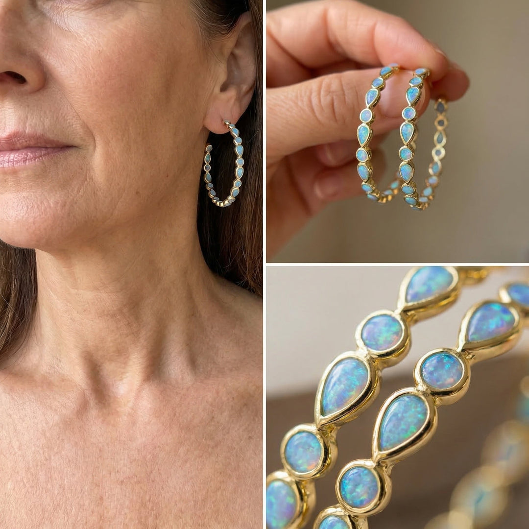 Elowen™ | Golden Circle Opal Earrings