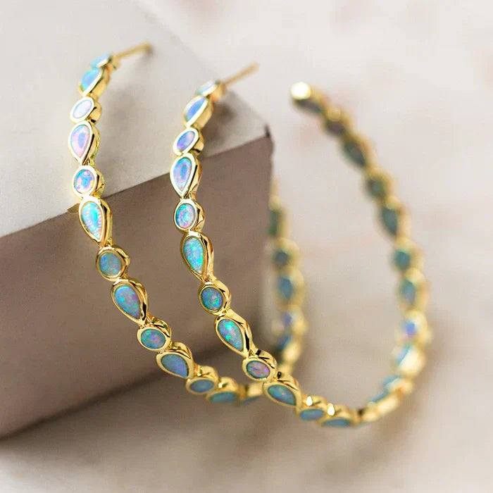 Elowen™ | Golden Circle Opal Earrings