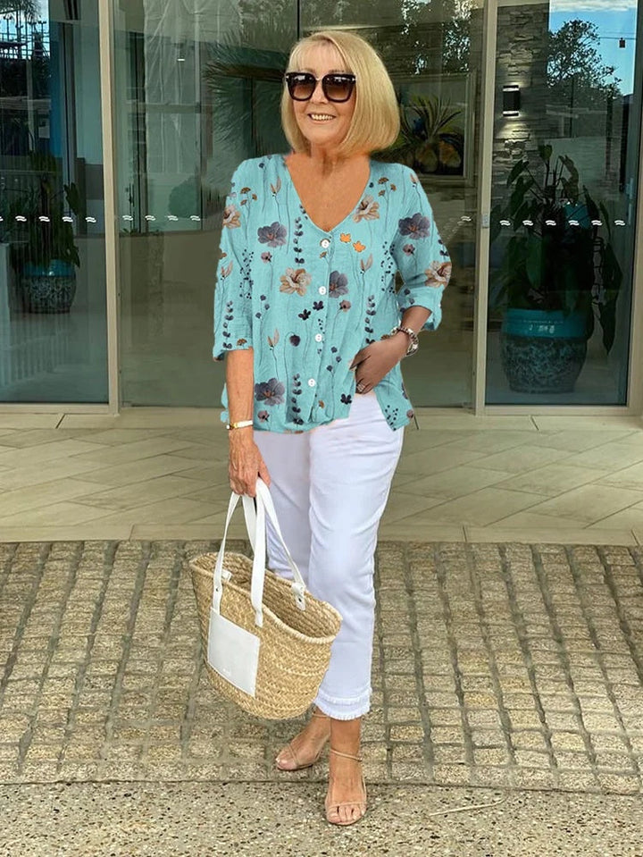 Chloe™ | Floral Silk-Touch Blouse