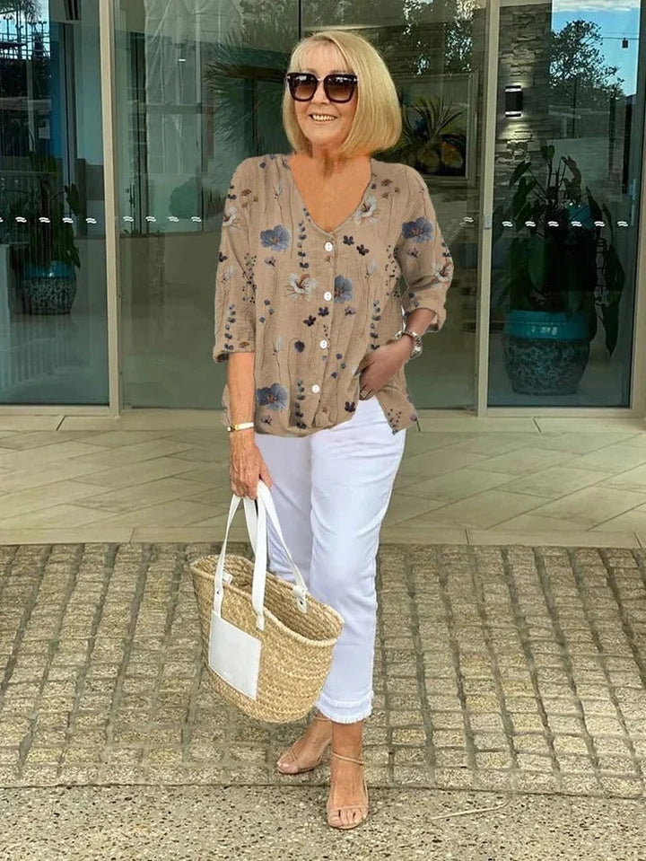 Chloe™ | Floral Silk-Touch Blouse
