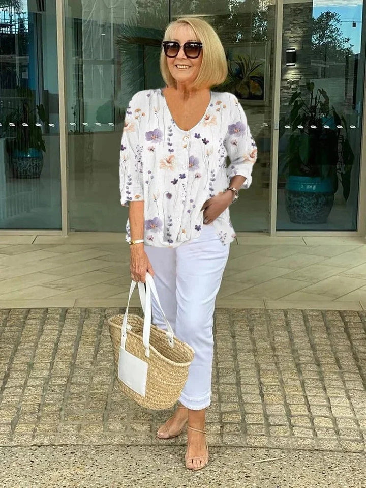 Chloe™ | Floral Silk-Touch Blouse