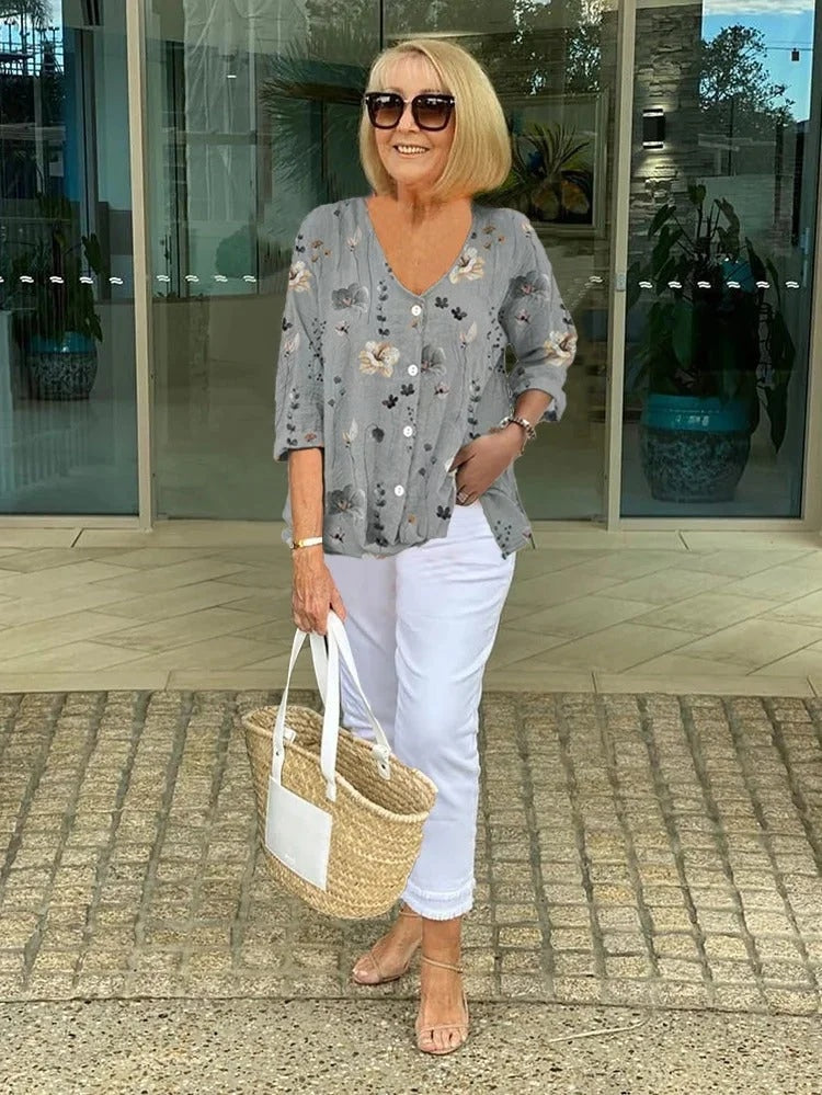 Chloe™ | Floral Silk-Touch Blouse