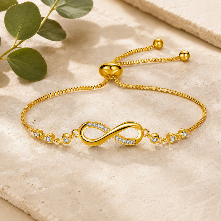 Bracelet ajustable chic en or rose en forme de l'infini